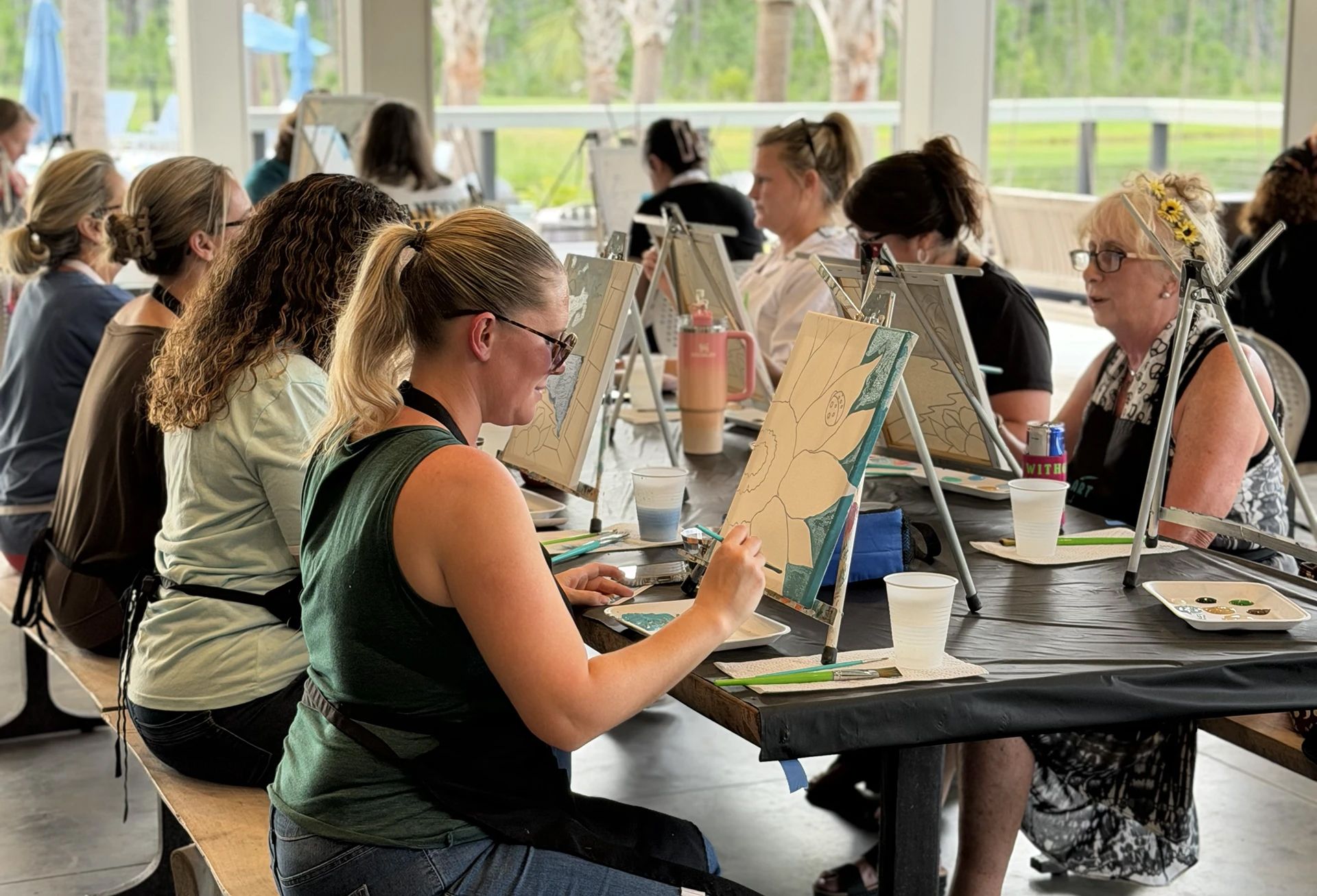 Residents painting together at a Tributary event
