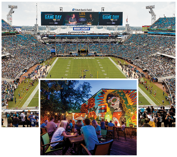 Collage highlighting Tributary’s location near Jacksonville and Amelia Island in Nassau County, Florida