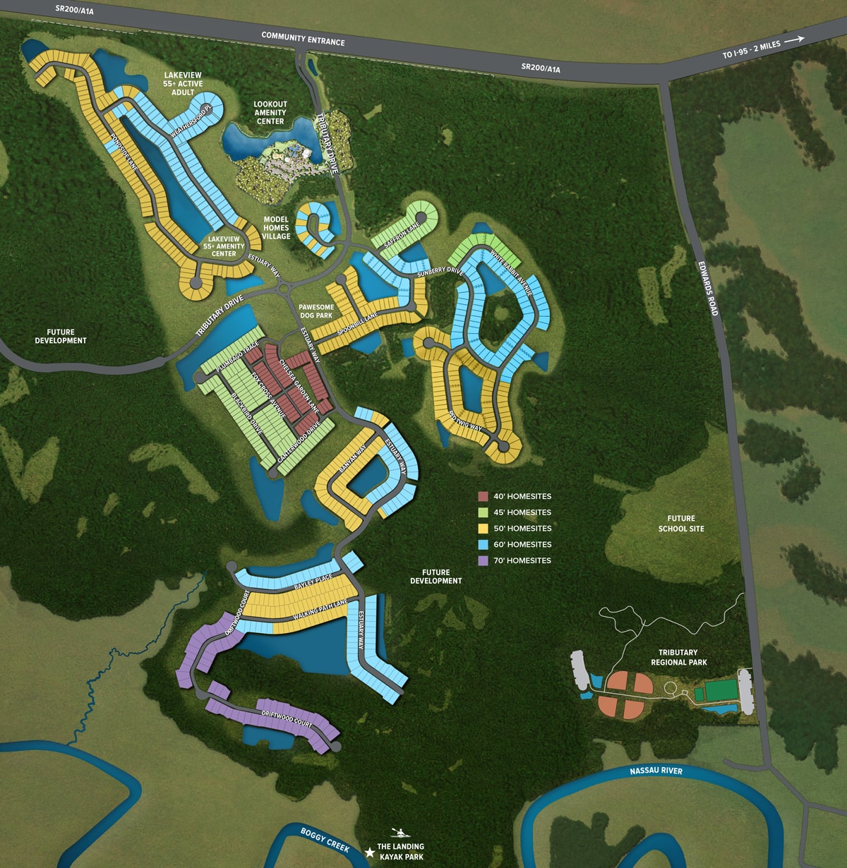 tributary master site plan of the community