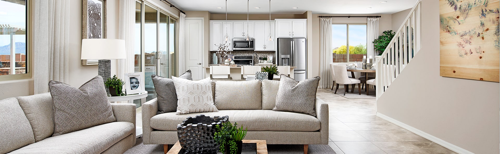 richmond home of living room looking to kitchen in background