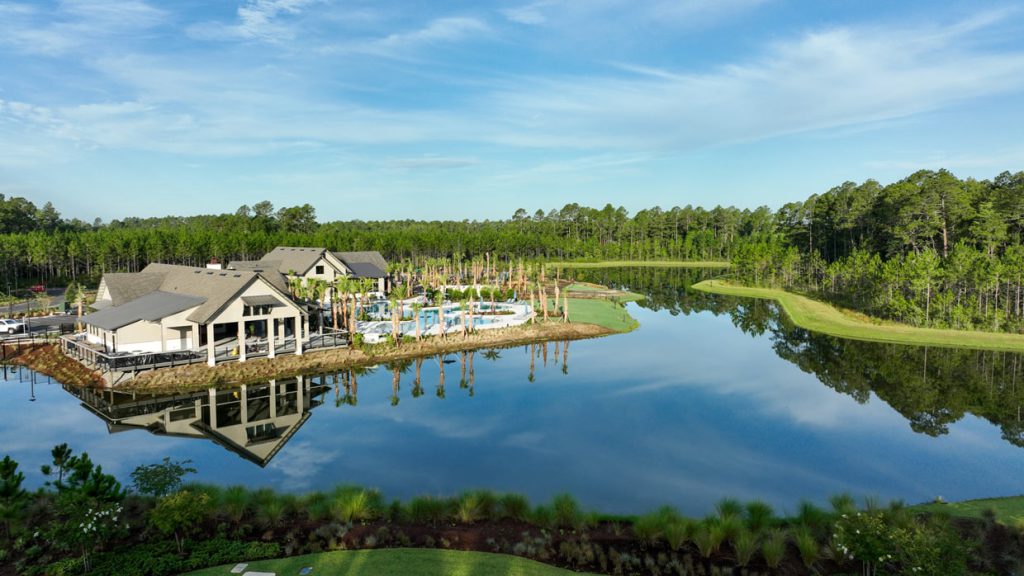 aerial angle of tributary amenity center