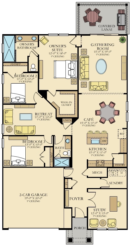 floorplan of charle at tributary's 55 plus community