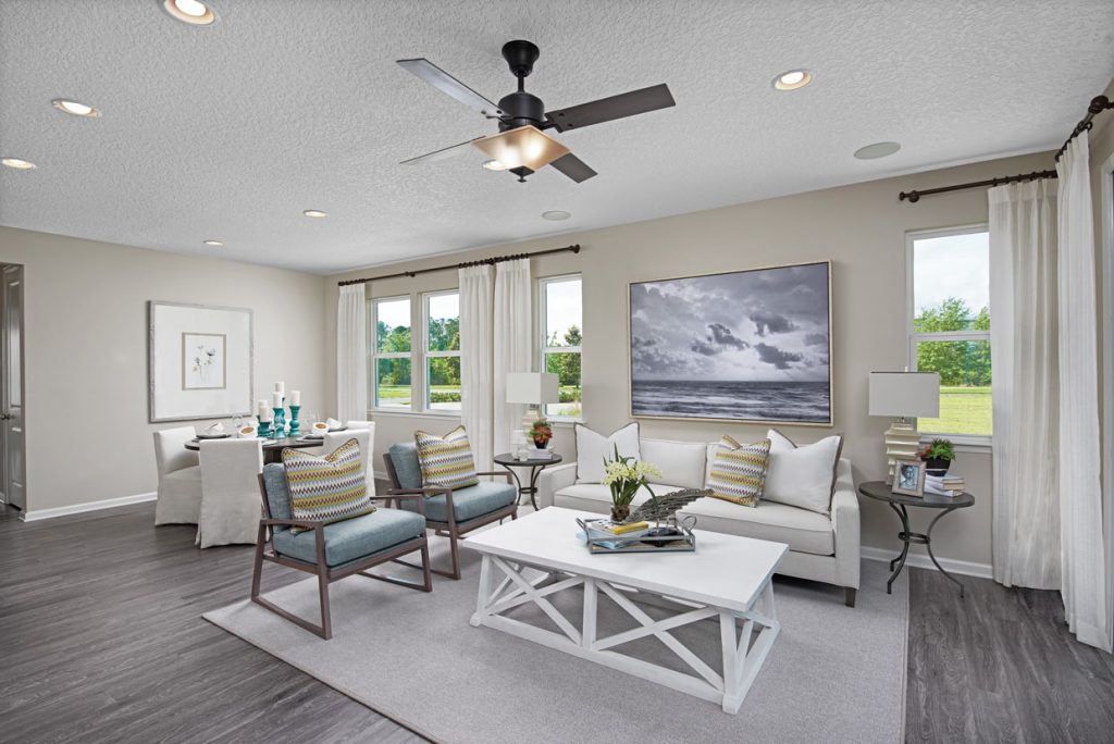 Richmond American Larimar furnished family room at Tributary