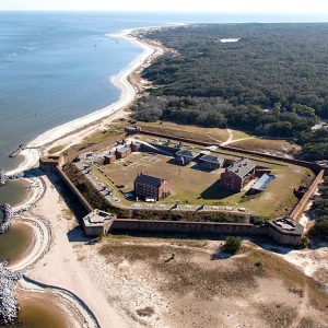 aerial image of fort clinch in nassau county