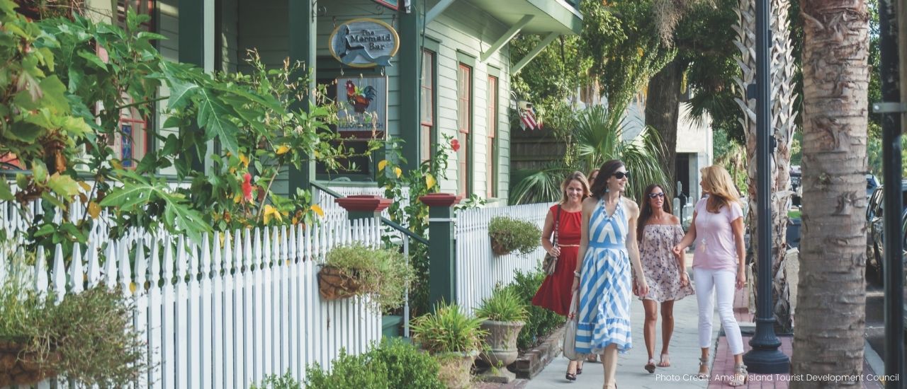 woman walking downtown amelia island