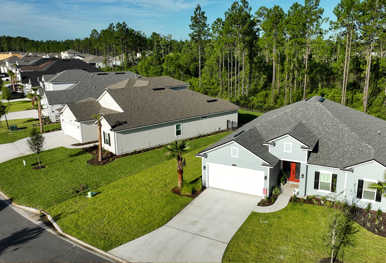 aerial of the tributary homes community