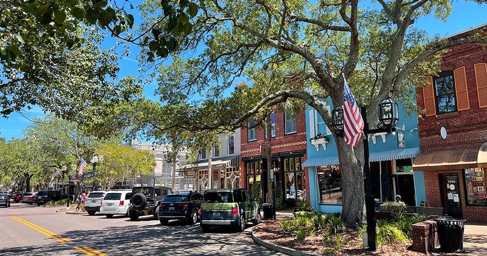 streetscape of Downtown Fernandina Beach