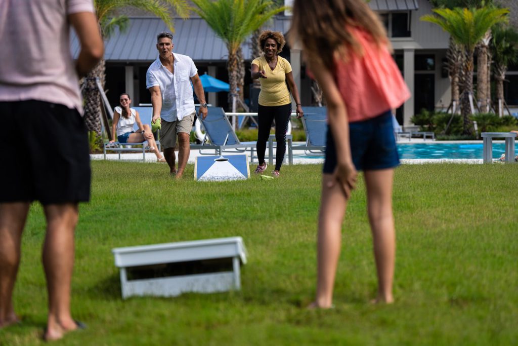 tributary residents playing yard games