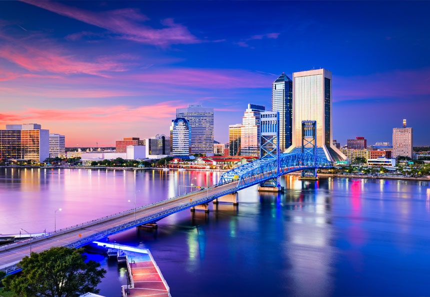 Jacksonville river and city skyline