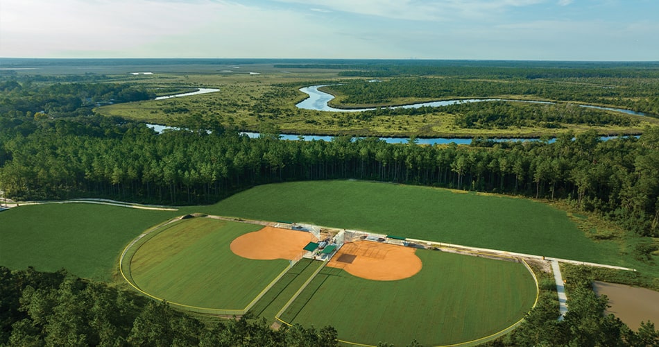 Aerial of Tributary Regional Park in North Florida