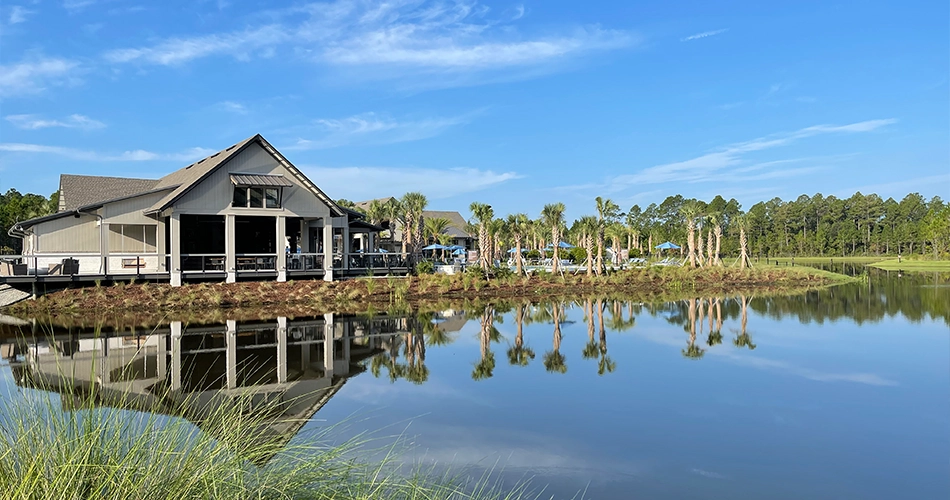 The Lookout Amenity Center and lake at Tributary in Yulee, Florida.