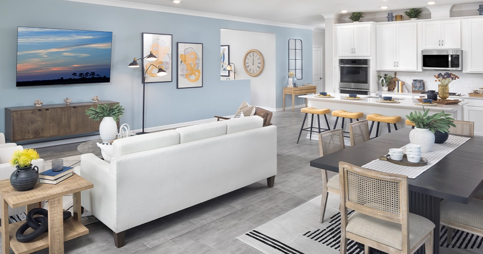 Modern model home interior at Tributary community in Yulee, Florida.