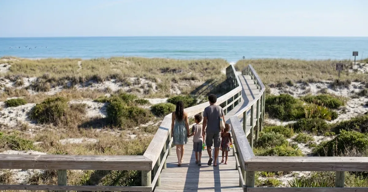 Family Walking Beach Amelia Island